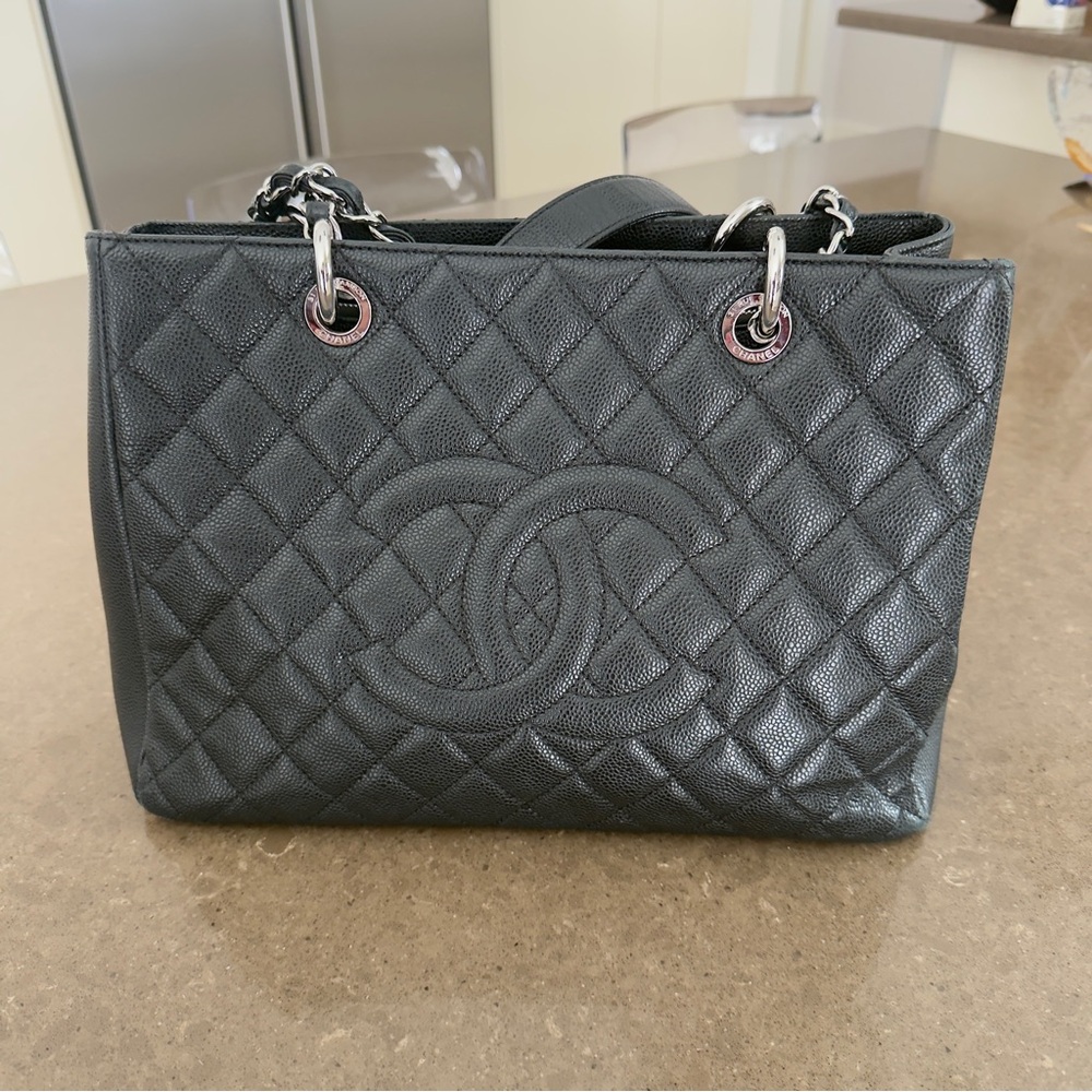Authentic Chanel Grand Shopper Tote Caviar leather GST CC quilted